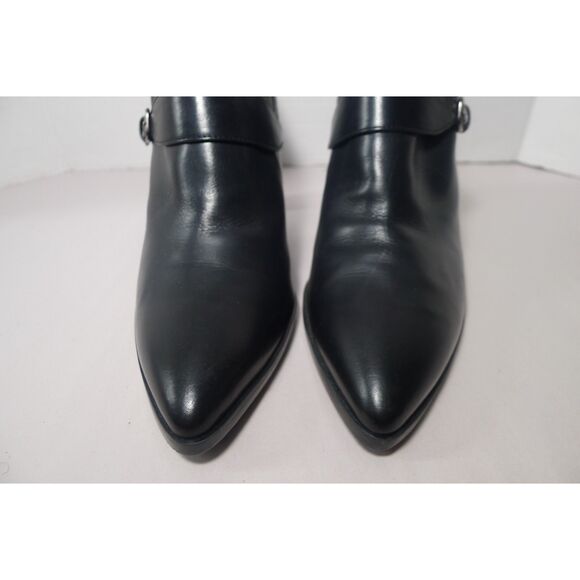 Stuart Weitzman Leather Buckle Pointed Toe Bootie - Black 8.5 - Picture 6 of 11